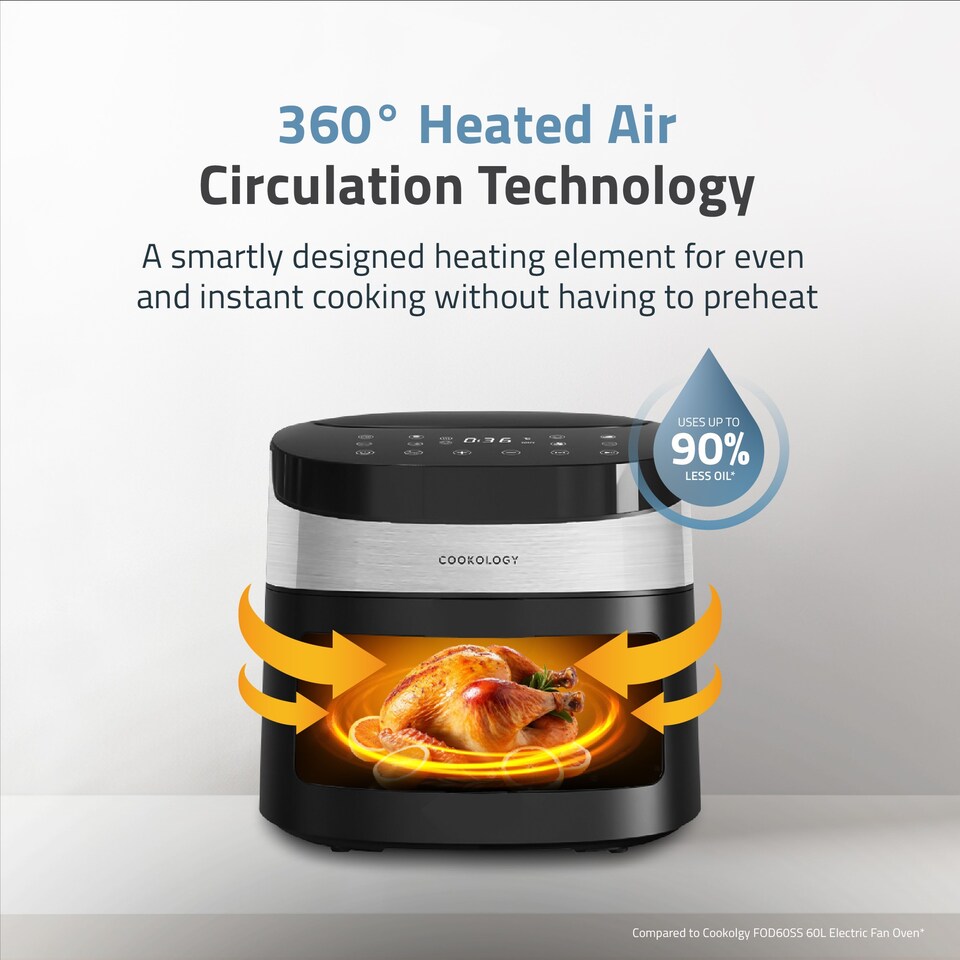 image 1 of Cookology 7.2L Air Fryer with Viewing Window & Digital Control - CAF72DI Black