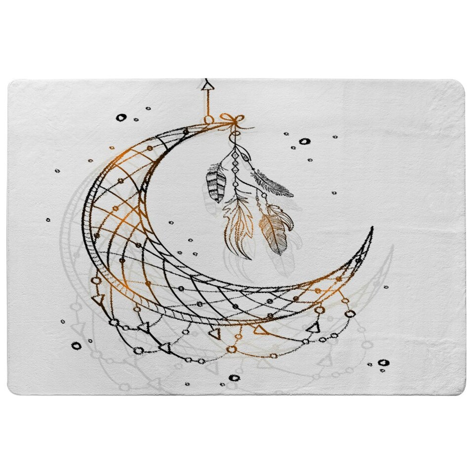 image 1 of Dream Catcher with Crescent Moon (Rug) Black | Large: 140x200cm