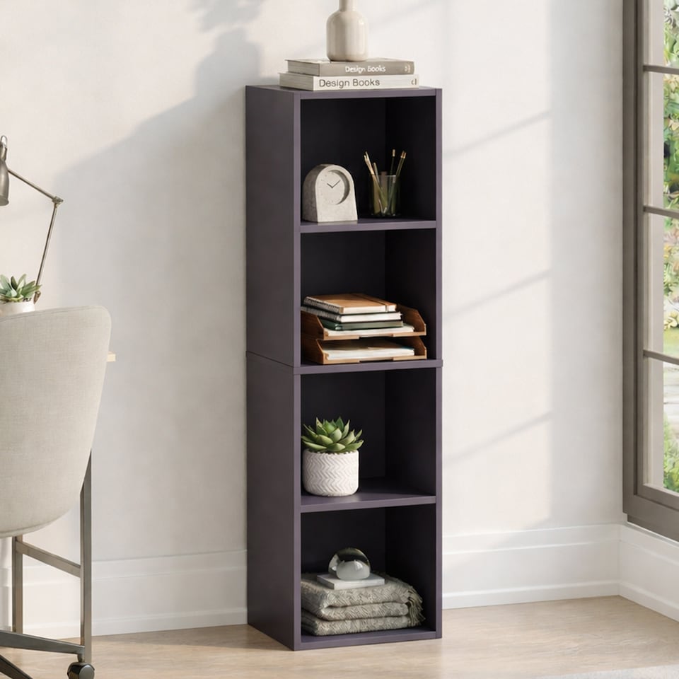 image 1 of Vida Designs Oxford 4 Tier Cube Bookcase Display Storage, Grey