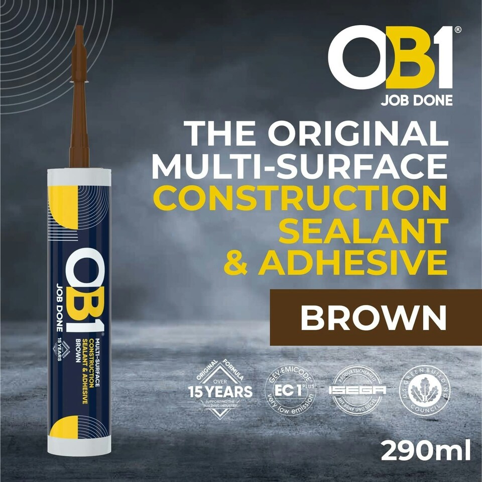 image 1 of OB1 Brown - Multi-Surface Construction Sealant & Adhesive Waterproof Silicone (Box of 12)