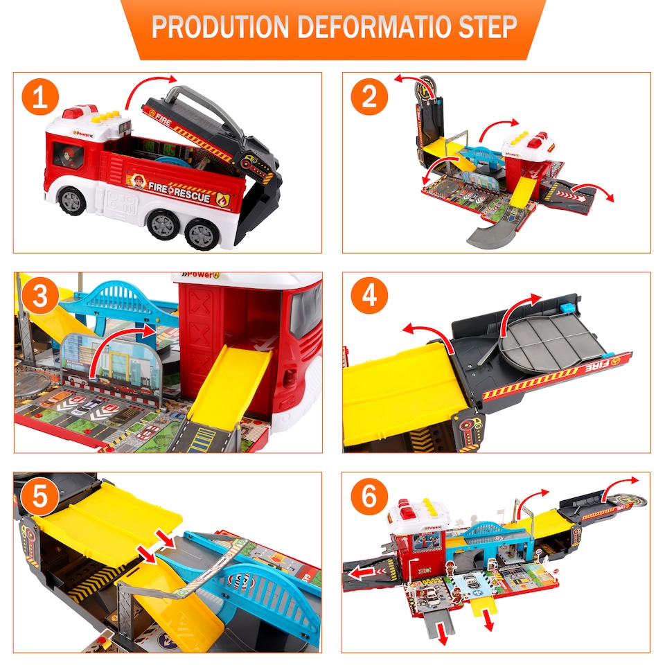 image 1 of Fire Rescue Play Set with Helicopter, Fire Station, Vehicles, Lights & Sounds – Includes 22 Accessories for Action-Packed Role Play