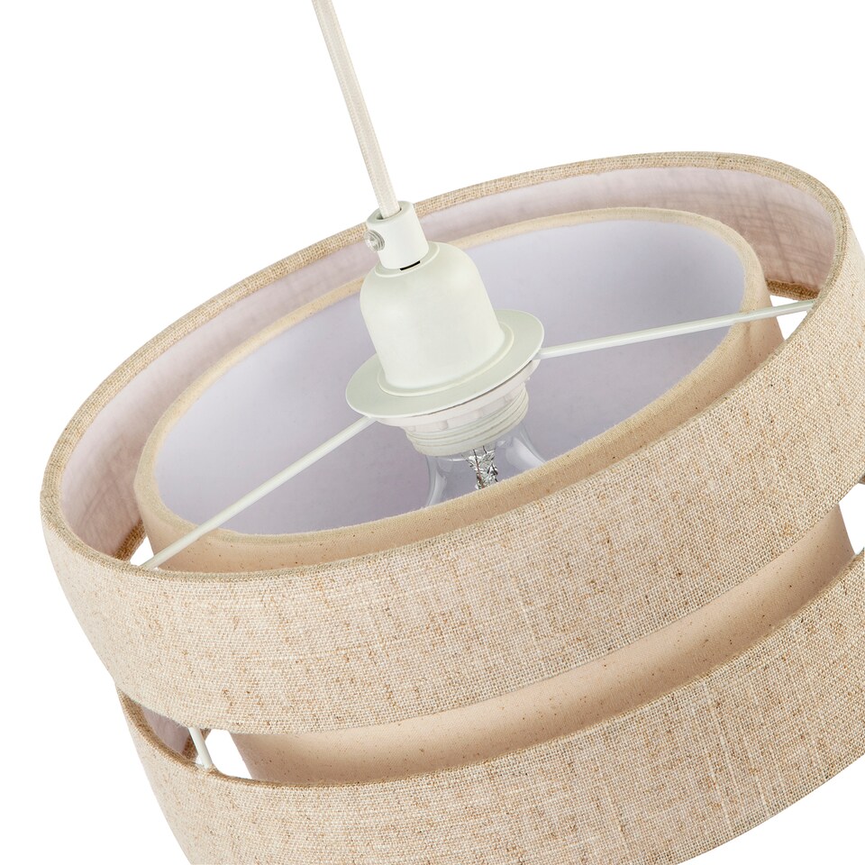 image 1 of Modern Natural Textured Oatmeal Linen Triple Tier Pendant Light Shade