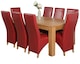 image 1 of Dakota 182 x 92cm Oak Large Dining Table and 8 Lola Leather Chairs | Red | Red