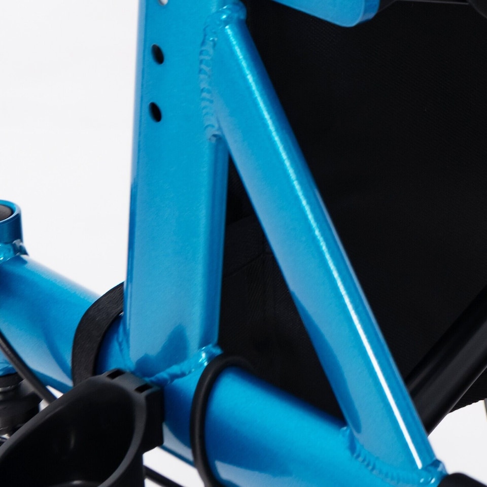 image 1 of COSTWAY Height Adjustable Foldable Rolling Walker with Seat Blue | Blue