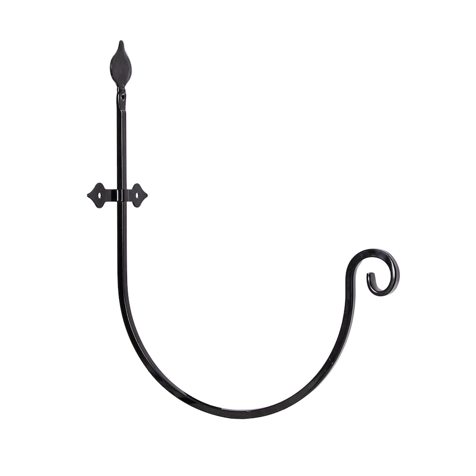 image 1 of Tom Chambers Heavy Duty Handcrafted Metal 38cm Black Wall Bracket Hook For Garden Hanging Basket Bird Feeder | Black | Black