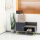 image 9 of HOMCOM Upholstered Entryway Shoe Bench with Storage Cabinet Open Shelf Grey