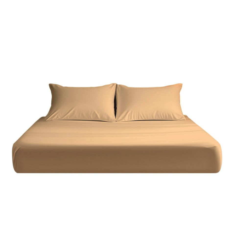 image 1 of Microfibre Soft Touch Fitted Sheet 25cm Skirt Plain Dyed Bed Linen Pink | Pink | Double