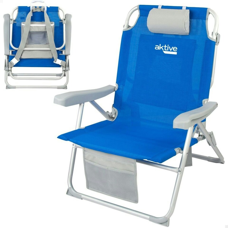 image 1 of Folding Chair with Headrest Aktive Blue 55 x 86 x 66 cm (2 Units) N/A
