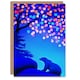 image 1 of Greeting Card Polar Bear Colourful Fairy Lights Tree at Night Blank For Him Or Her Art Xmas Christmas Card