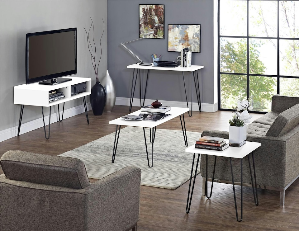 image 1 of Owen Retro TV-Stand with Storage in White | White | White | One Size | 218