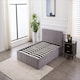 image 7 of Ottoman Storage Bed grey 3ft single and 1 mattress line pattern fabric velvet bedroom furniture