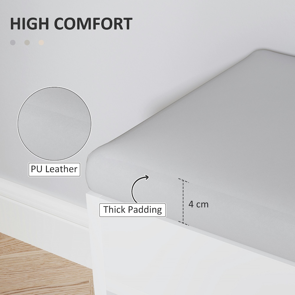image 1 of HOMCOM Sit-On Shoe Storage Unit w/ Hidden Compartment Handles Cream