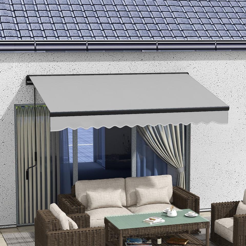 image 1 of Outsunny 3 x 2m Electric Retractable Awning, Aluminium Frame, Light Grey | Grey | 1