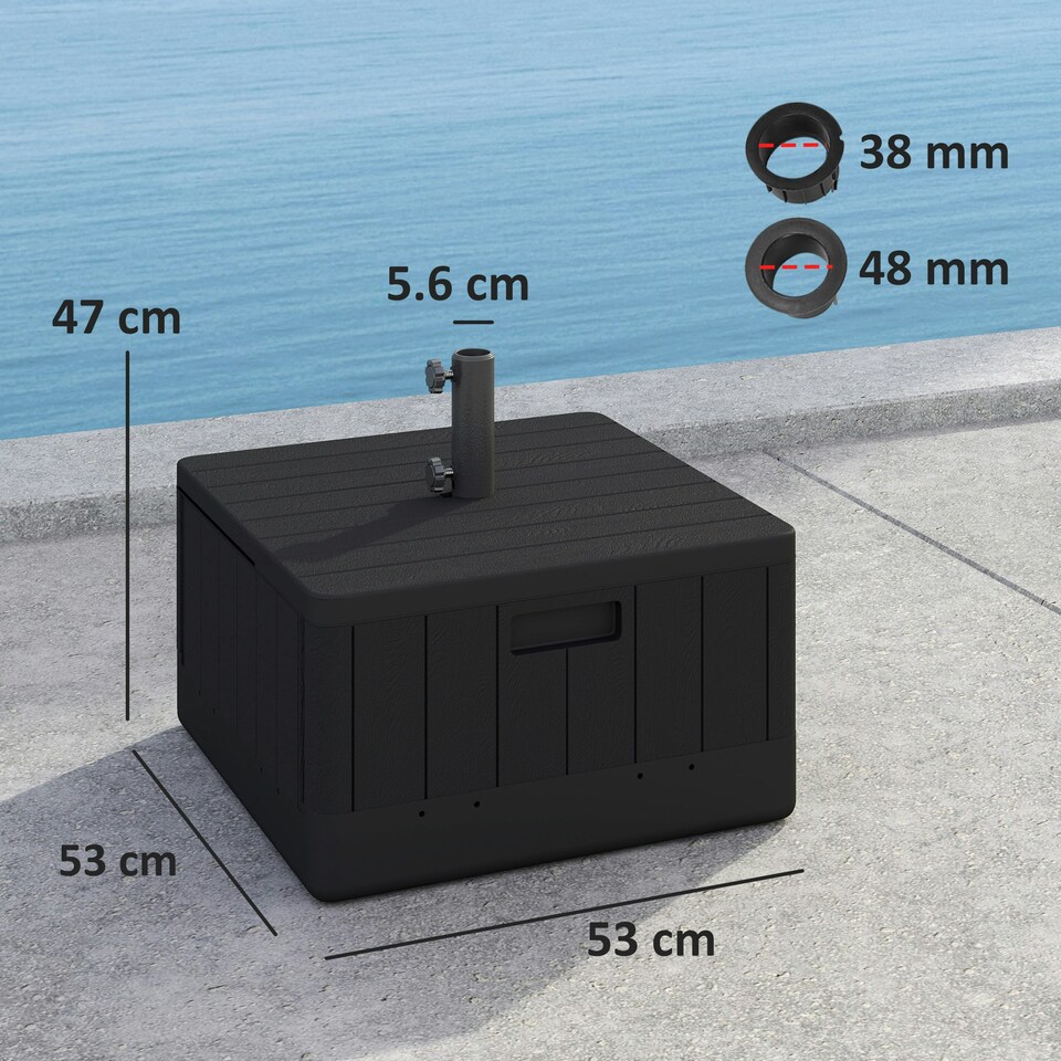 image 1 of Outsunny Garden Parasol Base, Sand/Water Filled Garden Umbrella Stand, Black