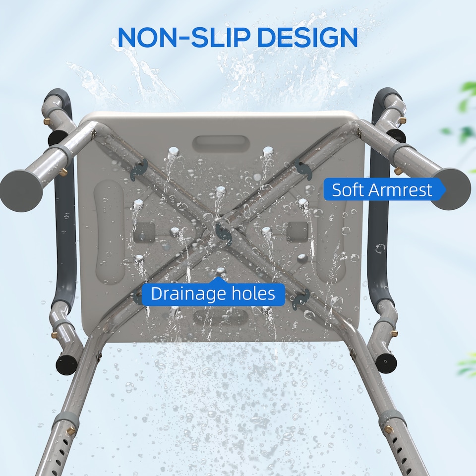 image 1 of HOMCOM Rust-Free Aluminium Bath Chair with Adjustable Height