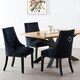 image 8 of Set of 2 Velvet Dining Chairs Ergonomic Scoop Knockerback & Button Tufted Wood Legs Black