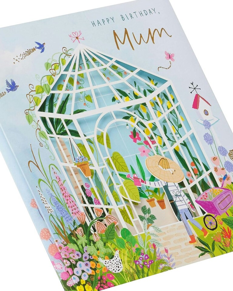 image 1 of Beautiful Pop up 3D Greenhouse Mum Birthday Card
