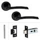 image 3 of Golden Grace 6 Pairs Indiana Design Door Handles on Round Rose in Matt Black Finish with 2.5" Tubular Latch - 52mm Diameter | Black | 6 Pairs
