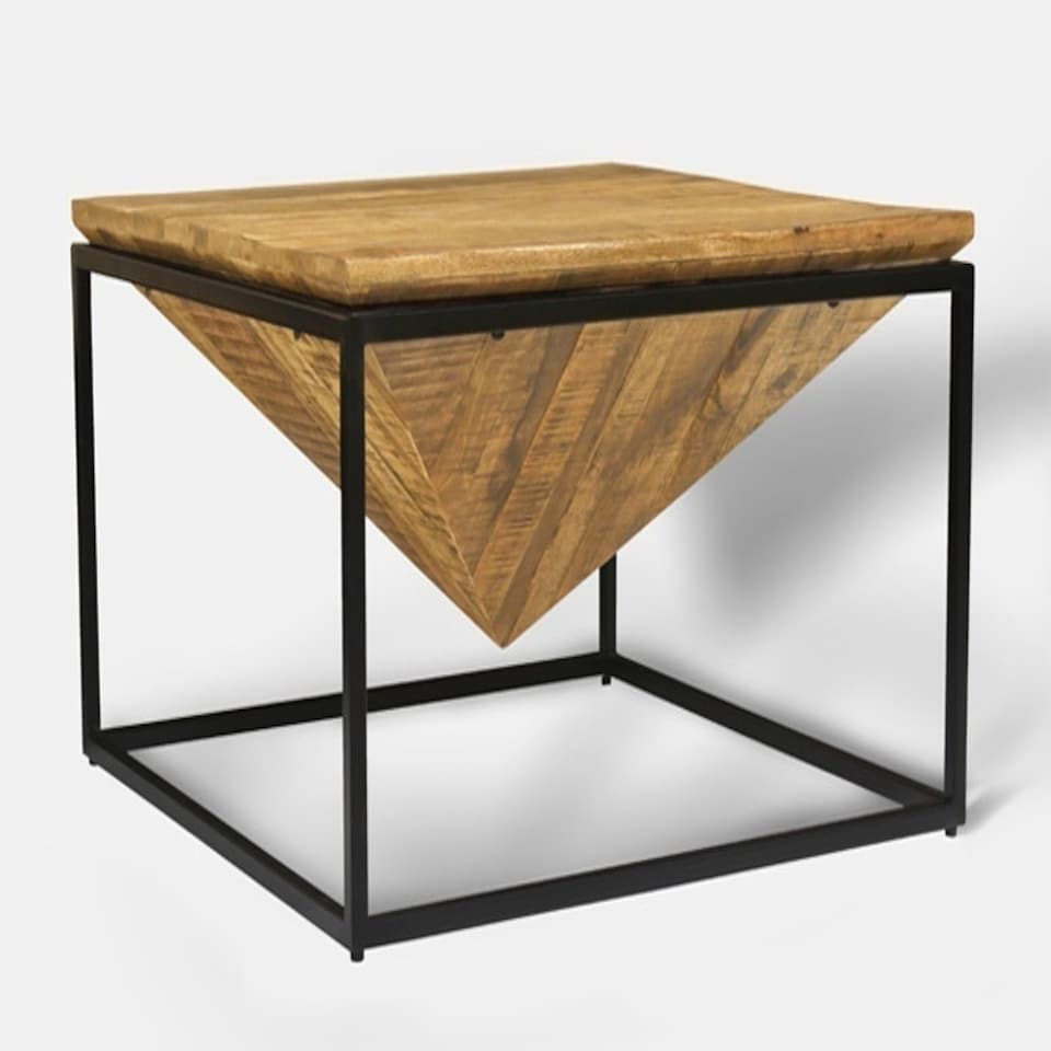 image 1 of Industrial Diamond Coffee Table - Mango Wood/Iron - L80 x W80 x H47 cm - Mango PP Saw Finish Brown