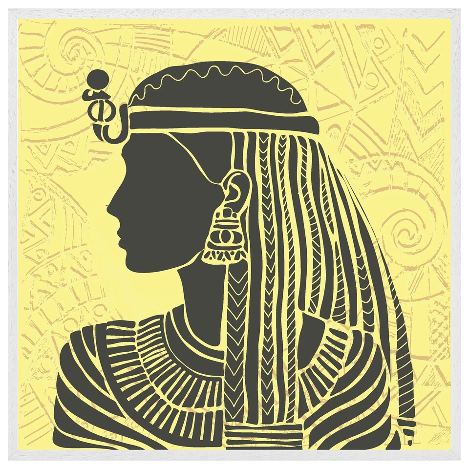 image 1 of Egyptian women on yellow (Picture Frame) White | L