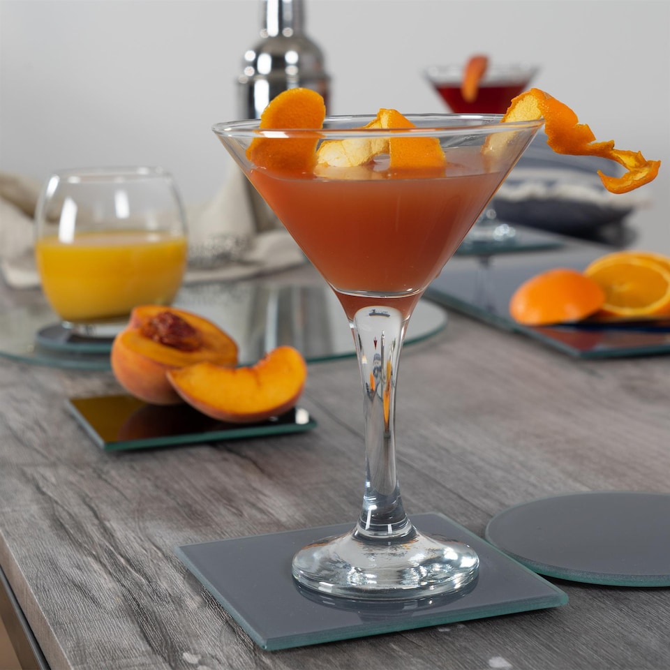 image 1 of Harbour Housewares Glass Square Coasters - 10cm - Grey - Pack of 6