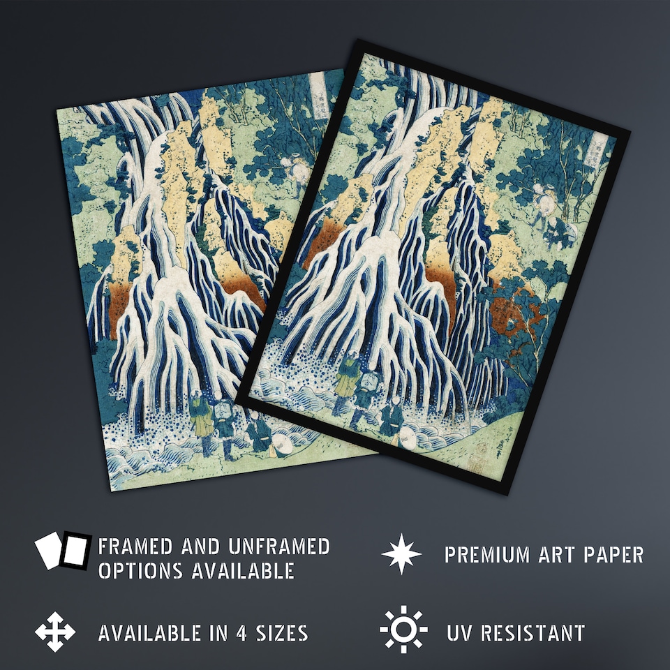 image 1 of Mist Waterfall Mt. Kurokami Vintage Japan Wall Art Print Hokusai 18x24"