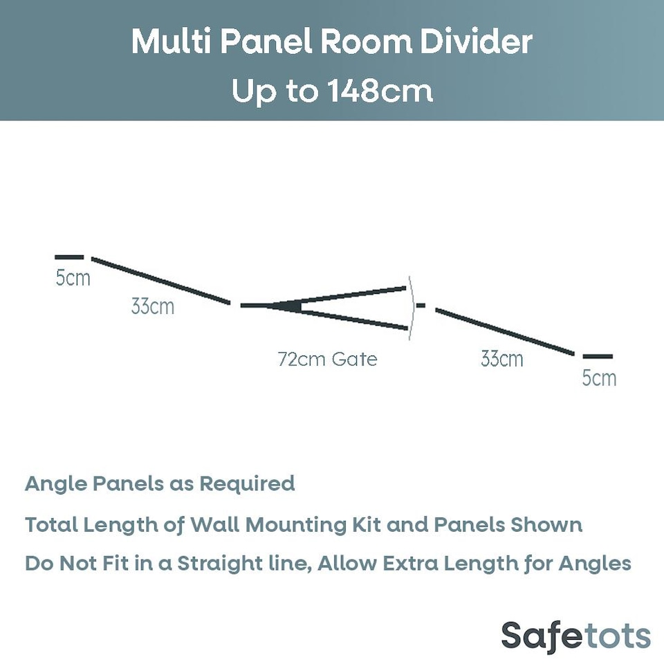image 1 of Safetots Premium Multi Panel Room Divider, up to 148cm Wide, Grey, 70cm Tall, Flexible Barrier with Door for Baby and Toddler | Grey