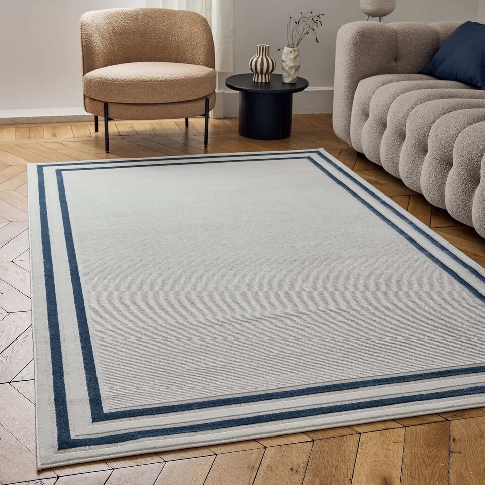 image 1 of The Rugs Carmel Collection Bordered Area Floor Rug Runner Soft Pile Living Room Bedroom