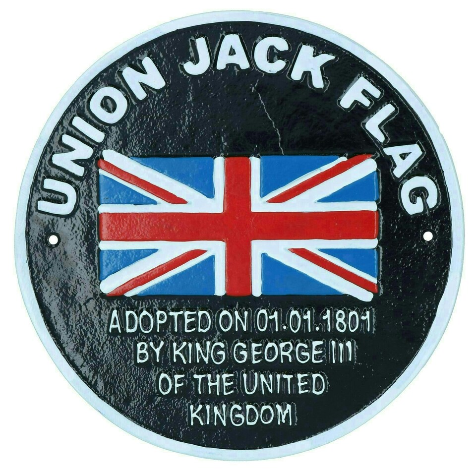 image 1 of Union Jack Flag Aluminium Sign Plaque Door Wall House Gate Garden GB Britain