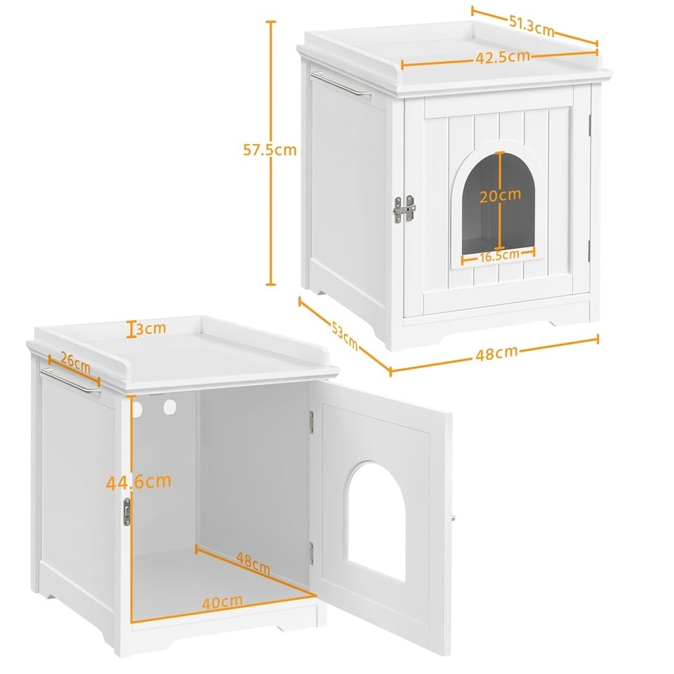 image 1 of Yaheetech Cat Litter Box Furniture Enclosure White | One Size