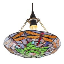 Traditional Multi-Coloured Dragonfly Tiffany Glass Pendant Shade | Multi | Multi-coloured | 1