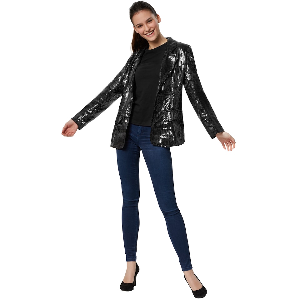 image 1 of Womens sequin jacket | Black | black | 1