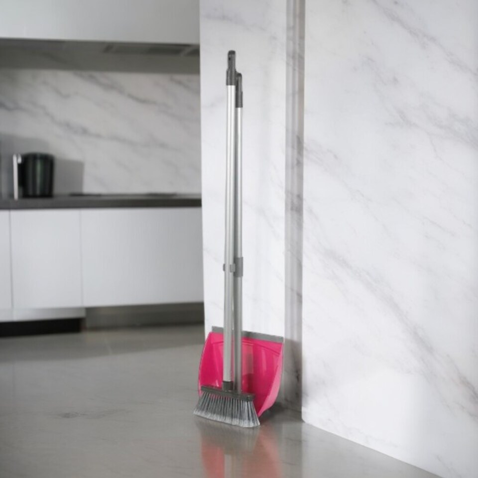 image 1 of Long Handled Dustpan & Soft Brush Set - 4 Colours | Purple | 1