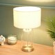 image 2 of ValueLights Jessy Glass and Gold Metal Bedside Table Lamp with a Cream Boucle Lampshade - Bulb Included Cream