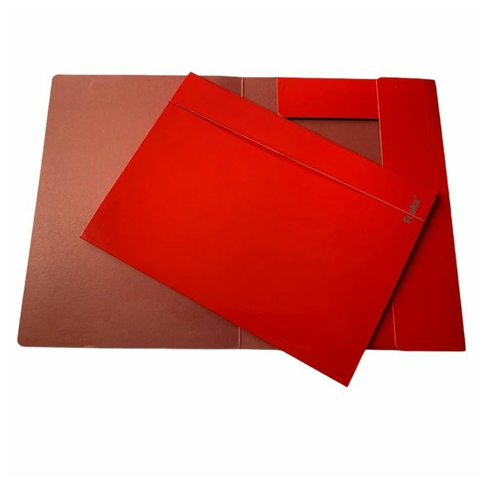 image 1 of Red Laminated Card 3 Flap Folder with Elastic Closure 600gsm