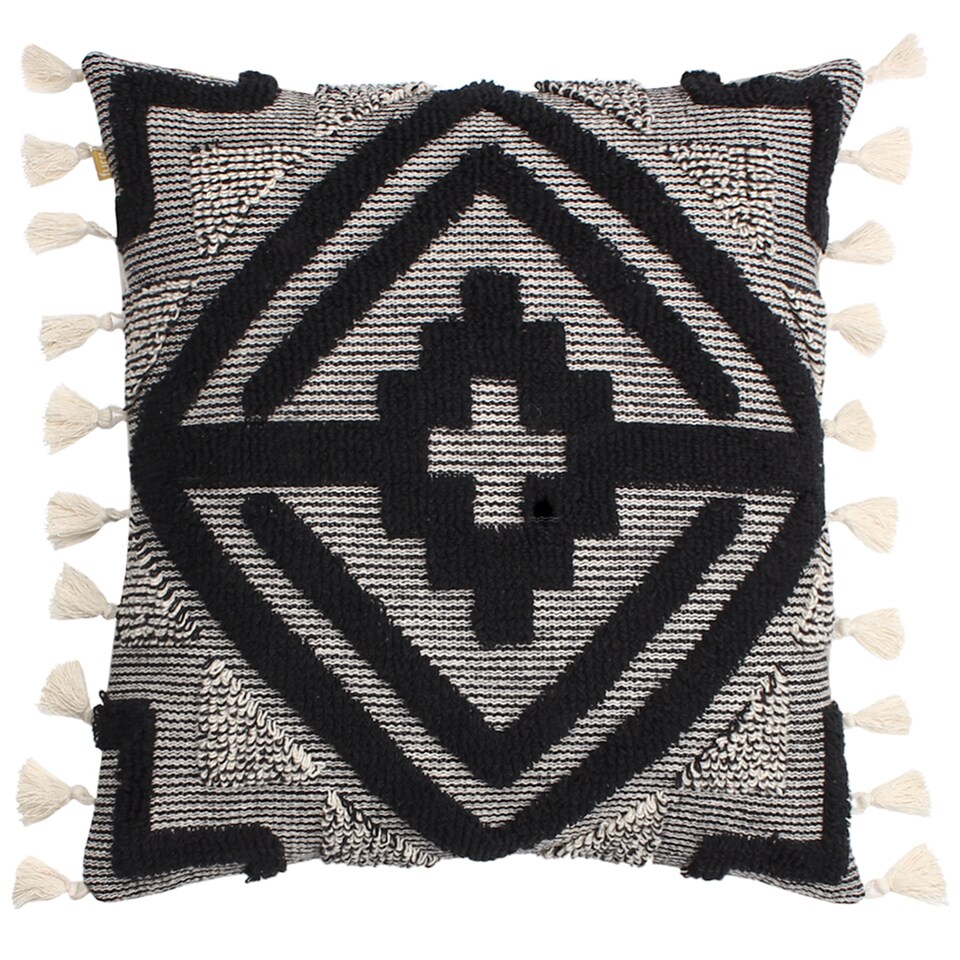image 1 of Furn Kalai Geometric Tufted Cushion, Black, 45 x 45cm
