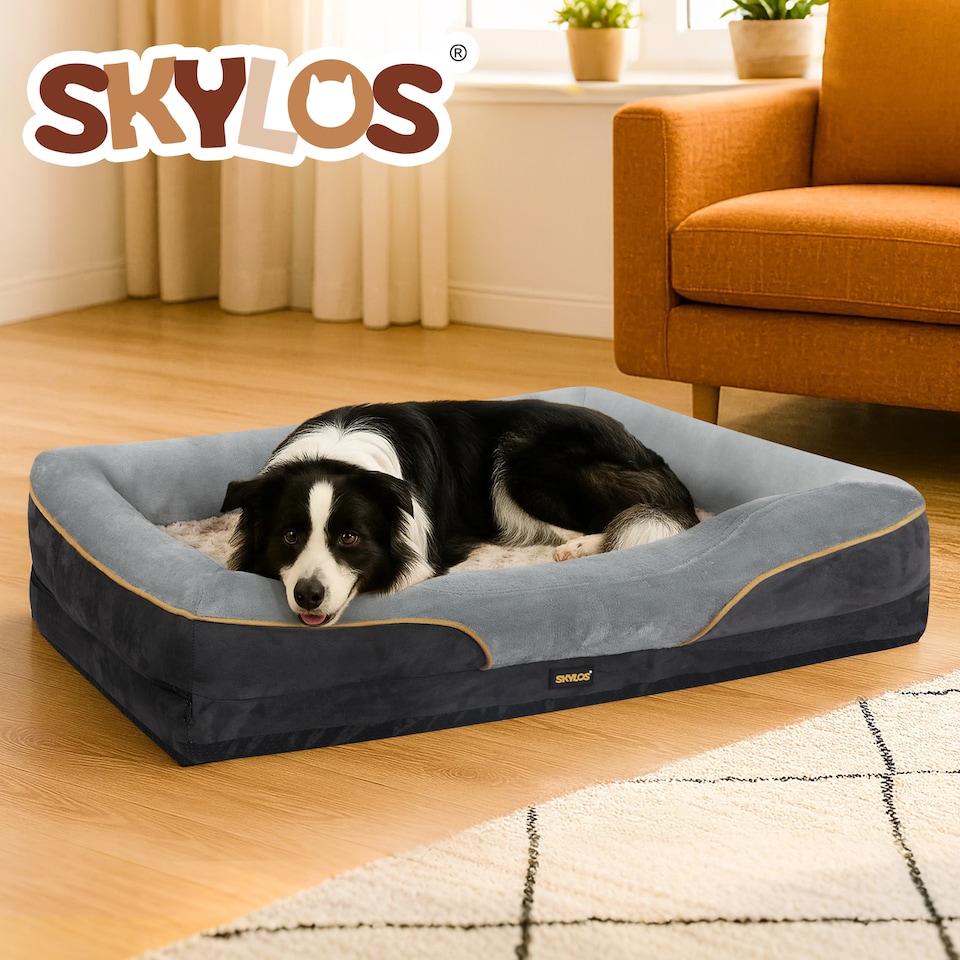 image 1 of Skylos Grey 80cm Orthopedic Dog Bed Memory Foam Washable Pet Puppy Mattress | Grey | 80 x 56cm | One Size