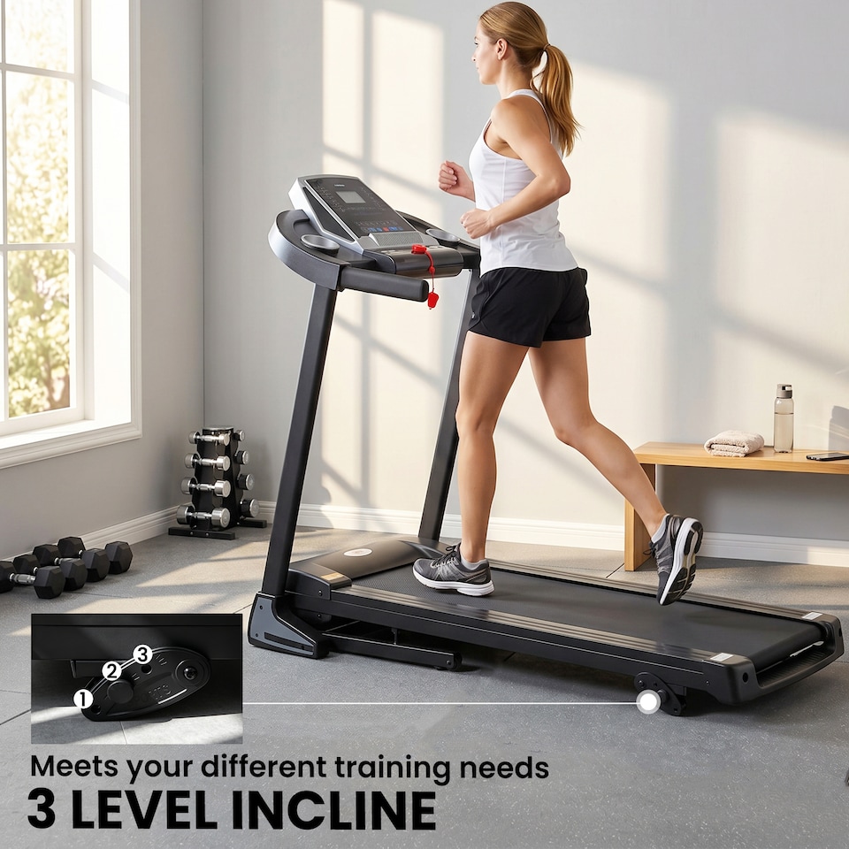 image 1 of HOMCOM Folding 12km/h Electric Treadmill Running Machine w/ Incline LED Display