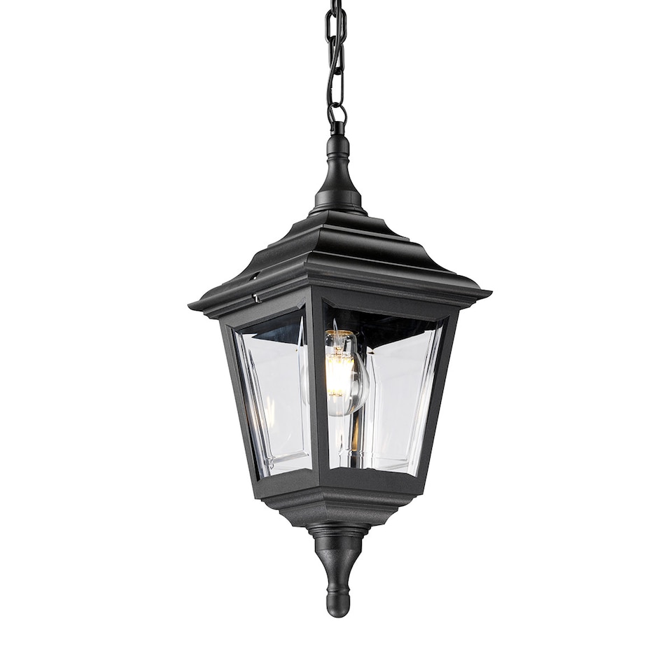Kerry 1 Light Outdoor Coastal Ceiling Chain Lantern Black IP44, E27