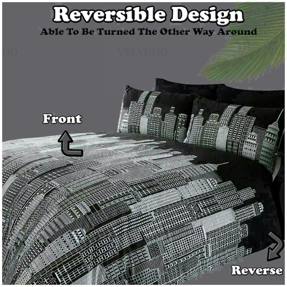 image 1 of Sky Line Printed Duvet Cover Set Reversible Polycotton Beddings Multi | Double