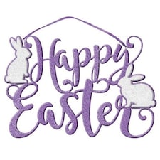 Happy Easter Script Glitter Foam Hanging Decoration 23cm