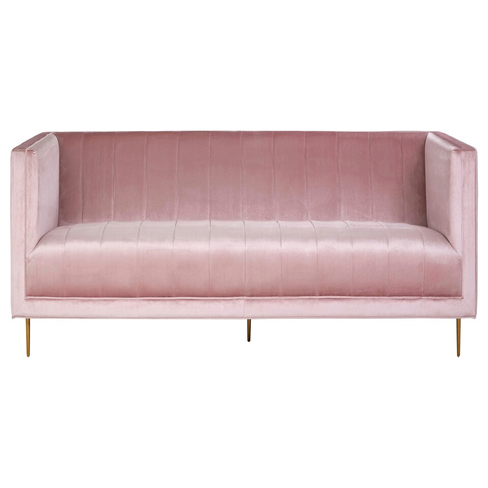 image 1 of Interiors by Premier 3 Seat Pink Sofa, Plush Pink Velvet Upholstered Settee Sofa, Classic Style Sofa Couch For Outdoor Patio Pink