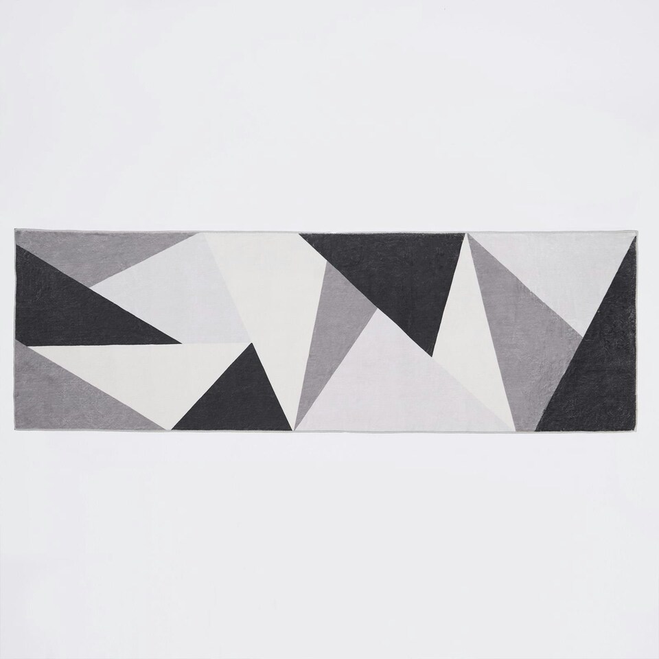 image 1 of OHS Geometric Print Washable Indoor Carpet Floor Rug Runner, 66x200cm - Grey