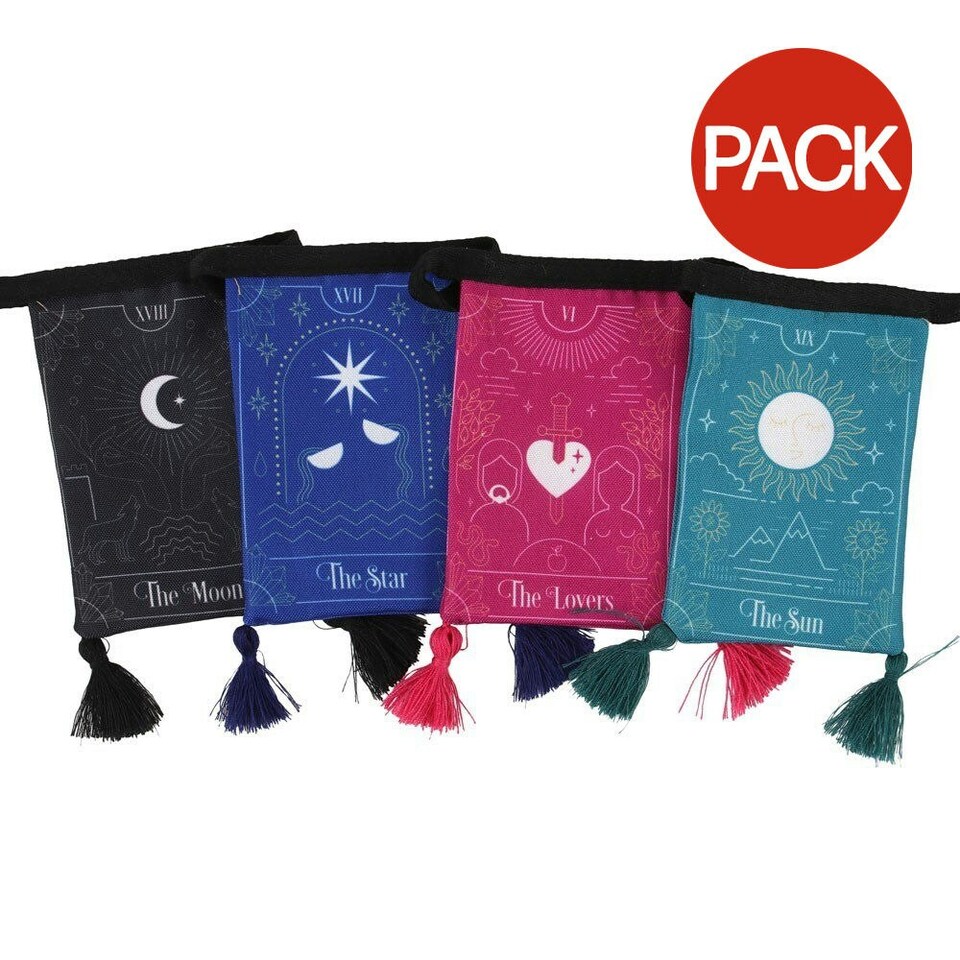Something Different Fabric Tarot Cards Bunting Set (Pack of 4) - Black/Navy/Pink/Blue - One Size
