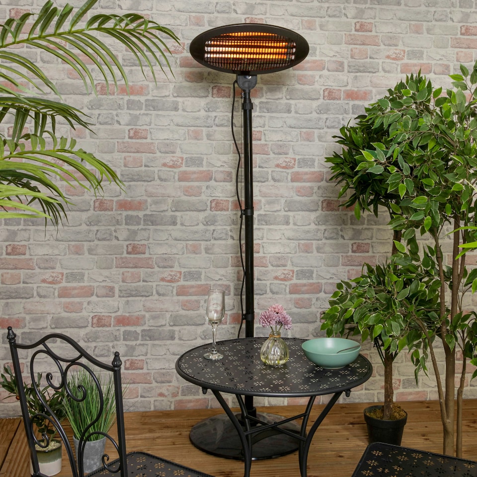 image 1 of BHS 2000W Floor Standing Patio Heater, Black