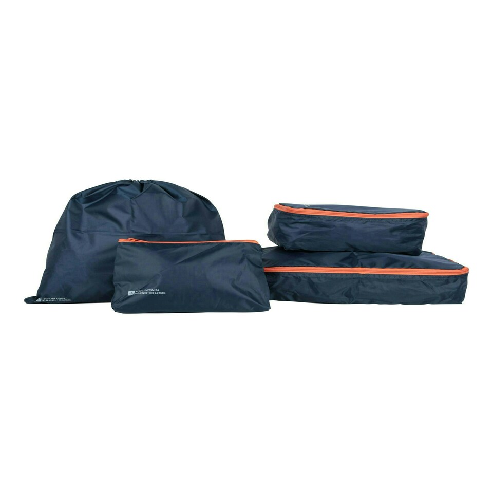 image 1 of Mountain Warehouse Packing Cube Laundry Bag Compact Luggage Organiser Set of 4 Blue | Navy | One Size