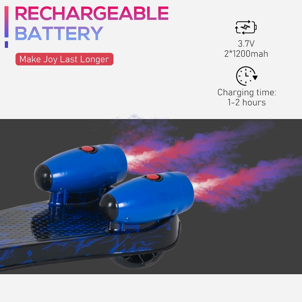 image 1 of HOMCOM Child 3-Wheel Scooter Light Music Water Spray Rechargeable 3-6 Yrs Blue