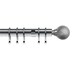 image 1 of 35mm Fixed Length Metal Curtain Pole Set Satin Silver Textured Ball Finial 190cm | Silver | Silver