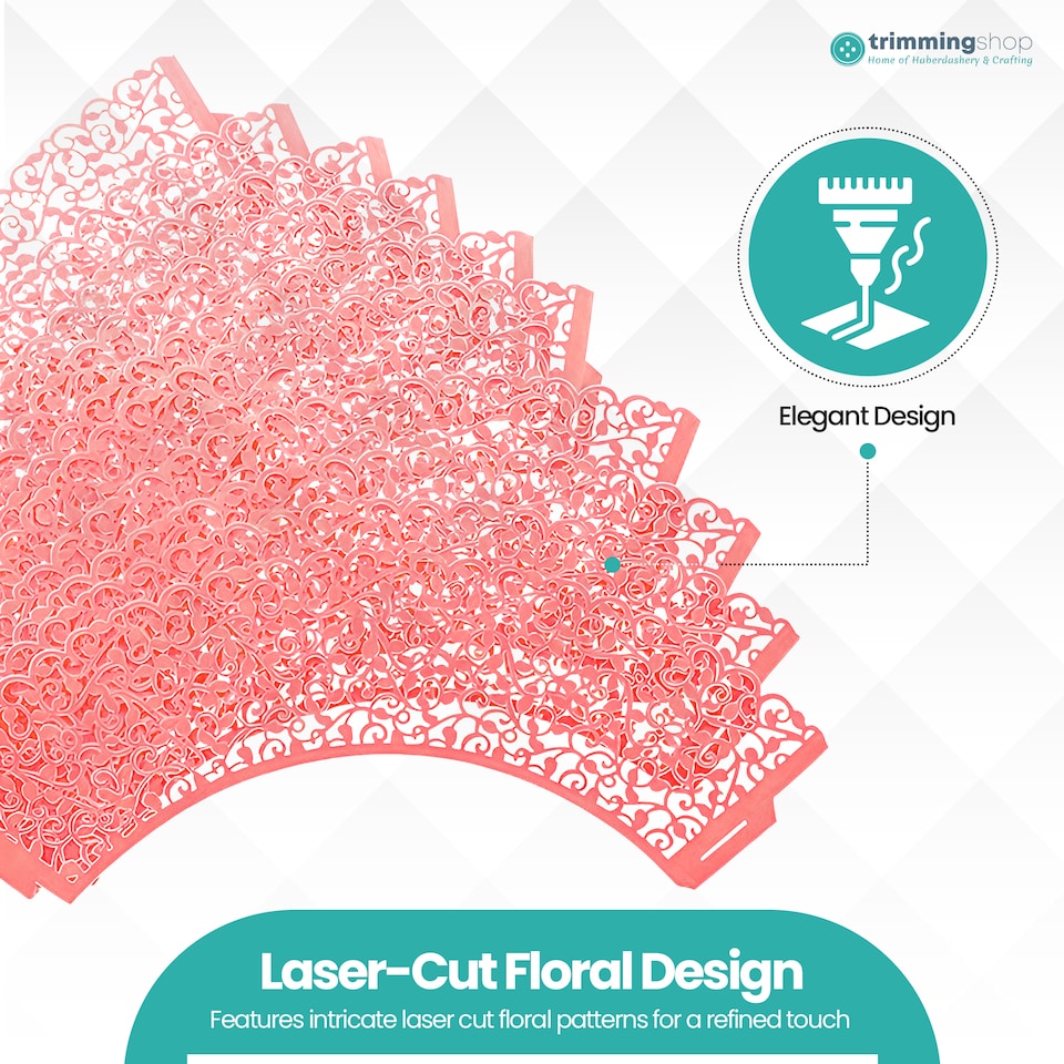 image 1 of Cupcake Wrappers Laser Cut Floral Design Paper Cup Holders - 25pcs