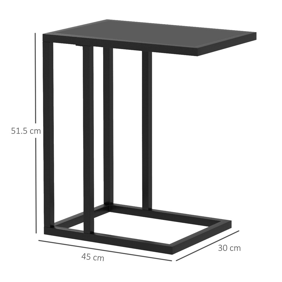 image 1 of HOMCOM C Shape Side Table w/ Wood-Effect Top Black